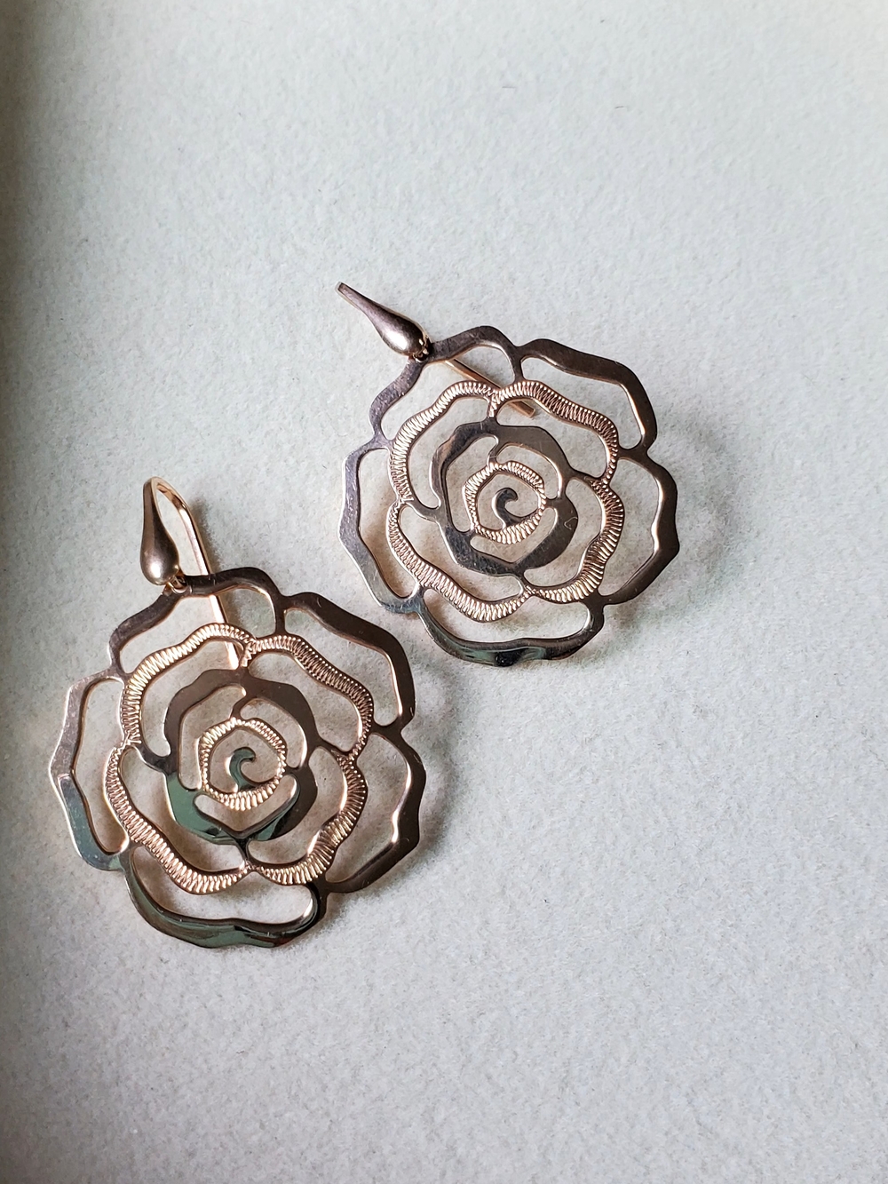 Dyadema Italian Sterling Silver Rose-Cut Flower Drop Earrings